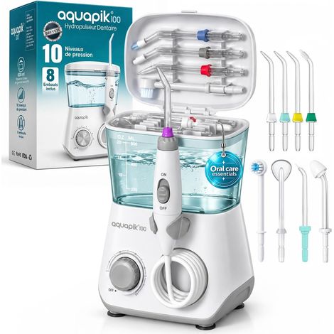 Jet Dentaire, Hydropulseur Dentaire Aquapik 100, 10 Niveaux, 8 Embouts (1/5)
