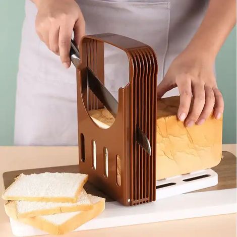 Ensemble de 2 trancheuses réglables pour pain maison, en plastique, pliables, pour toasts, bagels et sandwichs.-AquaForge (1/5)