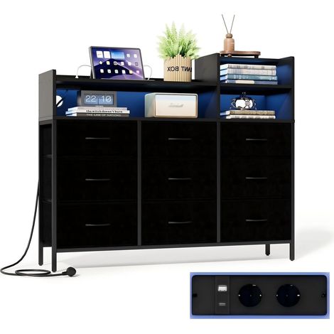 Schubladenschrank mit 9 Stoffschubladen, Ladestation & RGB LED-Beleuchtung (1/5)