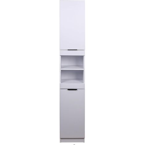 Armoire à Colonne Gain de Place 2 Portes et 2 étagères, Meuble étroit autoportant, Meuble de Rangement Polyvalent, Salon, Salle de Bains, Cuisine, bibliothèque, Bureau (Blanc) (1/5)
