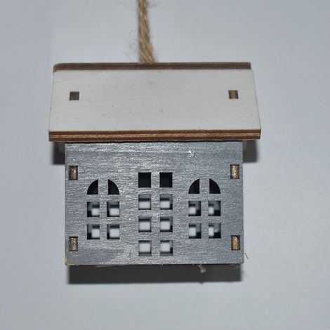 Casetta il legno grigio per albero di natale addobbi decorazioni natalizi da casa (1/5)