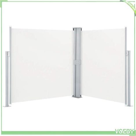 Auvent latéral rétractable - FAFEICY - 48455 Écran rétractable à double face - Crème - 140 x 0-600 cm - Enroulement auto (1/5)