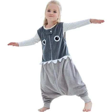 Kinderschlafsack,Baby schlafsack mit Füßen, mädchen und Junge Schlafstrampler Vierjahreszeiten,Grau 5-7 Jahre (1/4)