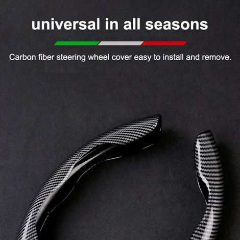 Housse de volant de voiture, fibre de carbone, accessoires intérieurs automobiles universels (1/5)