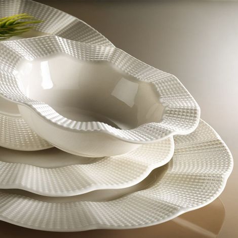Service de table en porcelaine - 24 pièces - Classic blanc - (1/5)