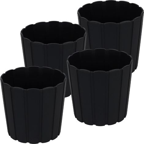 Vaso in plastica per fiori ed erbe aromatiche da balcone o terrazzo, antracite, 17 cm, 4 pezzi.