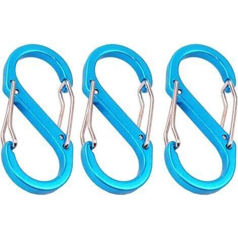 Parts Carabiner Small Metal Double Carabiner Metal S Shape Safety Clips for Outdoor Activities (Blue) (1/5)