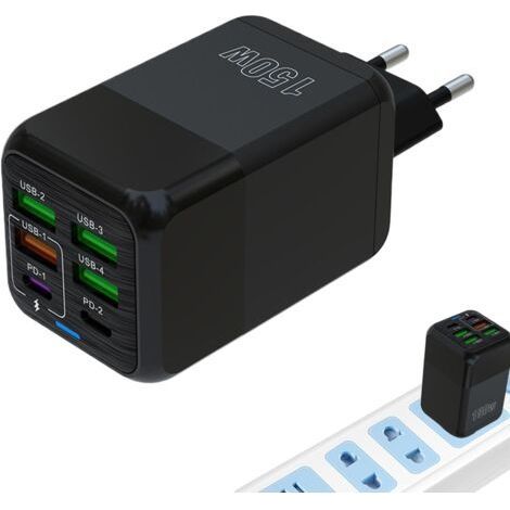 Bloc de Chargeur, Station de Recharge - Hub de Charge Rapide avec Plusieurs Ports,Hub de Chargement multiport pour Chargeur d'ordinateur Portable, Chargeur Mural Rapide à 6 Ports pour Les télépho (1/5)
