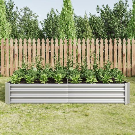 Carré potager acier galvanisé-Structure stable et durable-Sans fond-Pour légumes/herbes/fleurs-Anthracite-180x90x30(cm) (1/5)