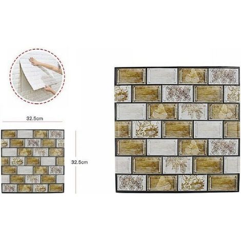 TrAdE Shop Traesio - Set 5 Pannelli Muro 3d Adesivo Parete Piastrelle Mattonelle 32.5cm Pannello 65067 -