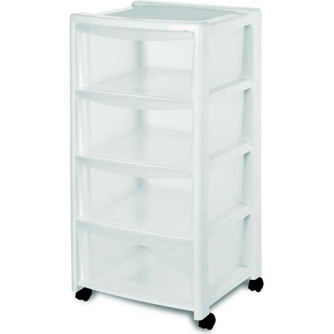 Casettiera bianca con 4 cassetti vedo tutto con ruote per bagno cucina camera organizer vm 40x40x80 (1/3)