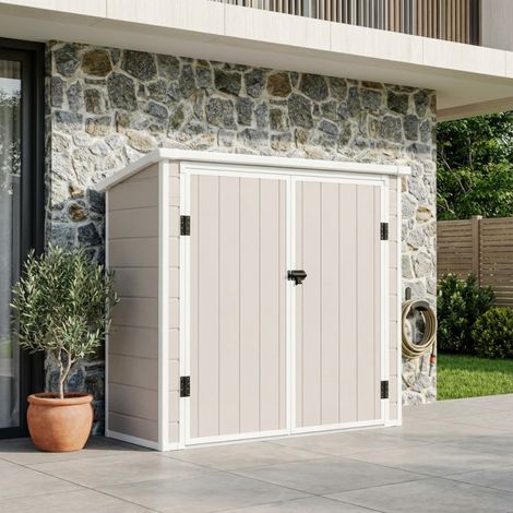 Coffre Jardin Résine Beige 1.79m2 Porte Loquet Jôbu Étanche (1/5)