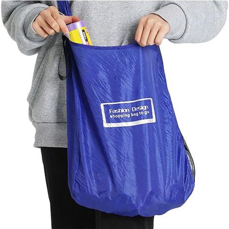Sac de courses pliable, compact et durable de qualité supérieure, bleu vif, grande capacité et facile à transporter.