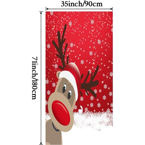 Stickers de porte de Noël, décorations suspendues, décorations de fête, décors de fond, tapisseries de porte, bannières de porte - 90 x 180 cm (perforation + ruban) - 54