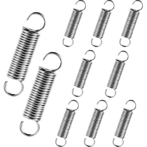 10 Pièces Ressort de Traction 75X17X2MM Ressorts avec Double Crochets Ressort Tracsion en Acier Inoxydable Ressort Compression Diamètre du Fil 2MM Extérieur 17MM Spring Pour Trampoline, Poubelle (1/5)
