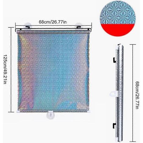 Pare-soleil rétractable pour pare-brise de voiture, protection solaire pour vitres de voiture, blocage UV, maille PVC haute qualité, protection estivale, couleur argent universel (1/5)