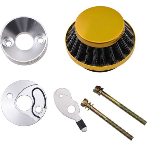 Filtre à air en métal plaqué or de 44 mm avec modification du conduit d'admission, compatible avec les filtres à air haute performance pour motos, quads et véhicules tout-terrain. Accessoire de mise à