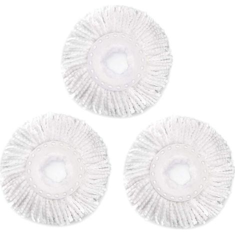 Lot de 3 têtes de rechange pour balai rotatif Hurrica, Mopnad, Cassabel et systèmes de balai rotatif 360°, recharges de balai rotatif en microfibre (3 pièces, blanc) (1/5)