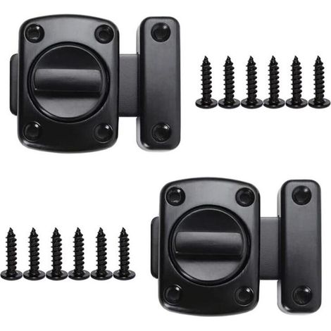 2 Pack Zinc Alloy Rotary Door Latch Interior Door Lock with 12 Screws for Bedroom Office Bathroom Black (1/5)