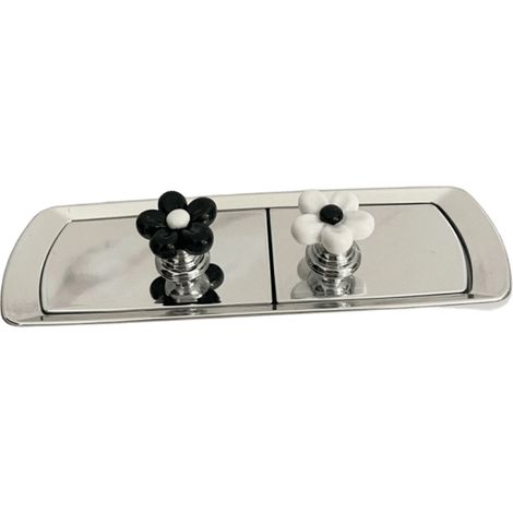 Bouton de chasse d'eau, accessoire pour réservoir de toilettes, 2 pièces, noir et blanc (1/2)