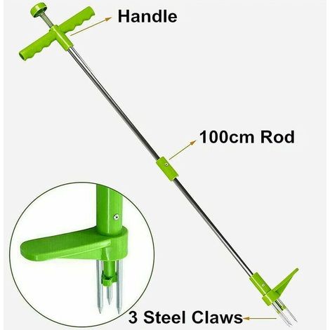 LaBlanc - Desmalezadora - Herramienta telescópica giratoria vertical para extracción de raíces - Desmalezadora manual para jardín - Con mango de 100 cm y pedal resistente (1/5)