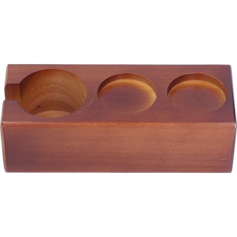 Support de rangement pour tasseur en bois à 3 compartiments, porte-filtre, organiseur de station de tassement, couleur café, ouverture latérale (1/5)