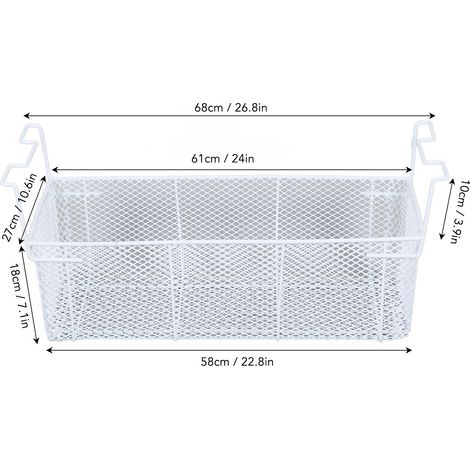 Ortviai Panier à grille pour réfrigérateur et congélateur en acier gainé PE – 68 x 27 x 28 cm, avec poignées doubles (1/4)