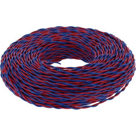 Fil RVS 2x0.5 28 conducteurs, câble électrique isolé PVC, 100m / 328,1ft, AC300V, rouge et bleu, fil torsadé pour installations (1/5)