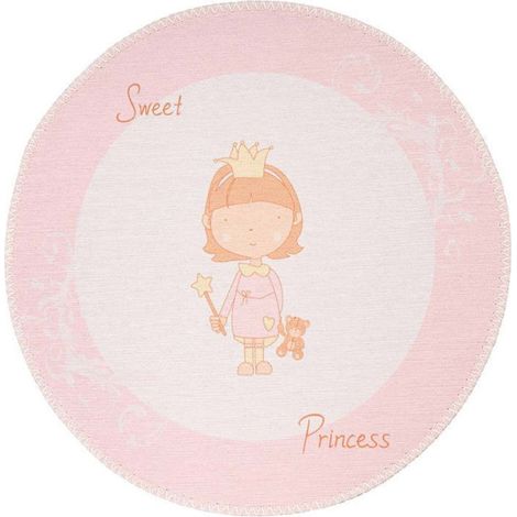 Tapis Rond Enfant Imprimé "Bambini VI" 160cm Rose (1/5)