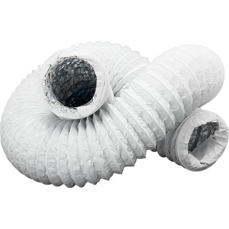 Tuyau d'évacuation flexible - Avec aluminium - Isolation en PVC - Tuyau flexible - Sortie d'aération - Pour climatisation, sèche-linge (Blanc, Ø 150mm - 6M) (1/5)