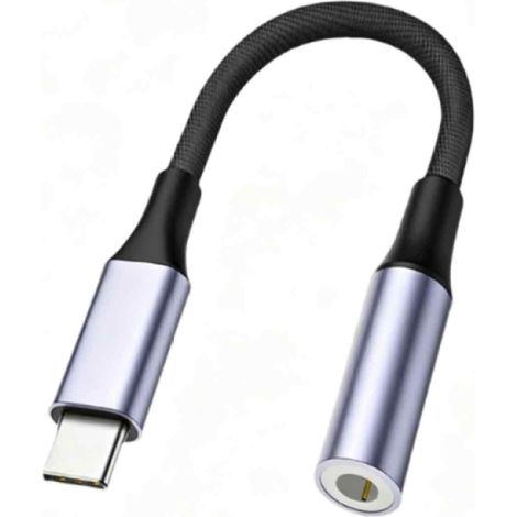 Câble adaptateur portable de 12 cm de type C vers 3,5 mm avec fil tressé pour téléphones portables et écouteurs (1/5)