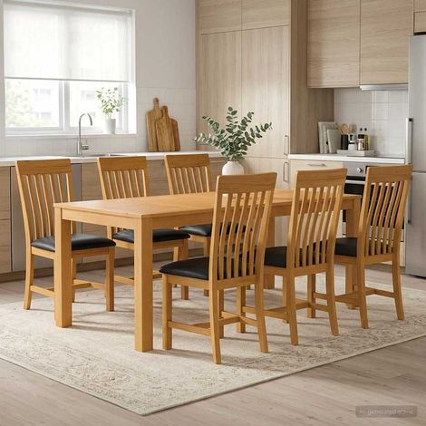vidaXL Ensemble de salle à manger 7 pc Noir Bois de chêne massif (1/5)