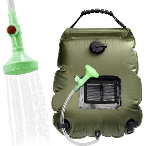 Solarduschsack für Camping, 20L Solarduschsack, tragbar, faltbar, 45°C Duschtemperatur, mit umschaltbarem Duschkopf, Solar-Wassererhitzer für Wandern und Klettern