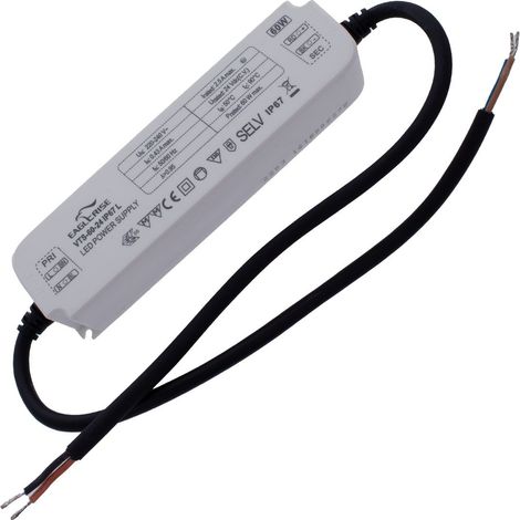 Alimentatore Trasformatore LED Cerificato ENEC Output 60W 24V 2,5A Input 220V IP67 Compatibile LPV-60-24 (1/2)