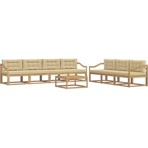 Set di divani da esterno 7 pz Bianco e Beige vidaXL (1/5)
