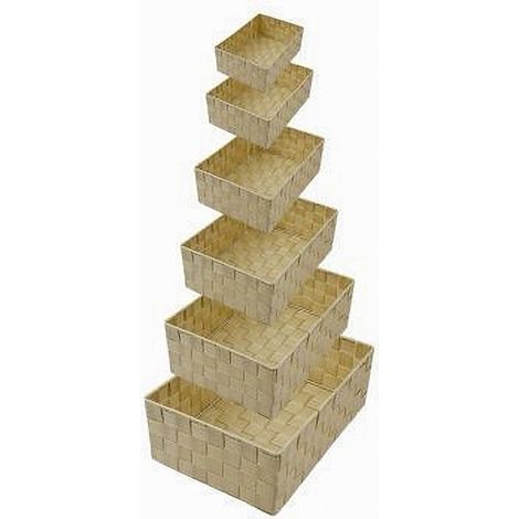 Cleafe - Set 6 Pz Scatola In Tessuto Organizer Armadio Scaffali Porta Oggetti Beige 79069 - (1/3)