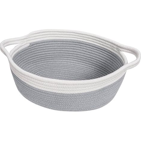 Petit panier tressé en rotin, gris, pour jouets, salle de bain, maquillage ou rangement en étagère