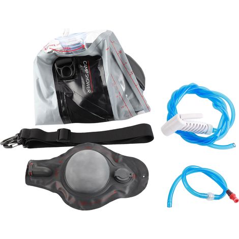 Sac de douche d'extérieur de 12 L pour la randonnée et le camping, avec pompe à pied et pommeau de douche.-AquaForge (1/5)
