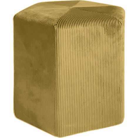 Pouf velours cotele jaune moutarde 35x35x35 cm