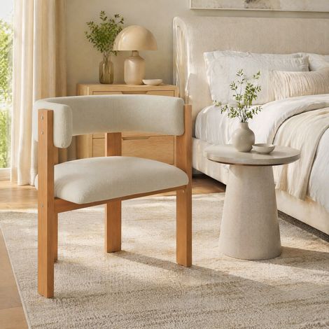 Set di 2 sedie da pranzo ergonomiche 54,5x51x72,5 cm beige effetto legno - CHICFURN (1/5)