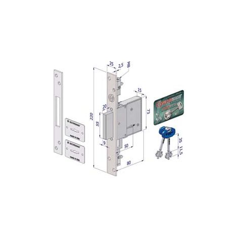 SERRATURA TRIPLICE DA INFILARE DOPPIA MAPPA 2003  mm.50 (2003XZB5025A32)    SECUREMME