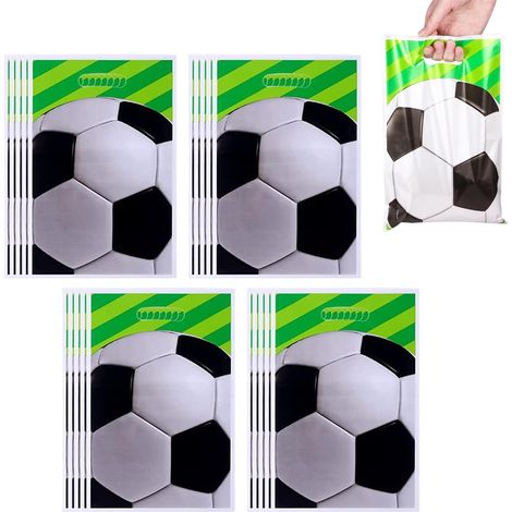 Sacs de Cadeau de Fête de Football 20pcs Sacs de faveur de fête de Foot Sacs de Bonbons de PE pour Biscuits Noix Chocolats Bonbons pour anniversaire et fête sur le thème du football (1/3)