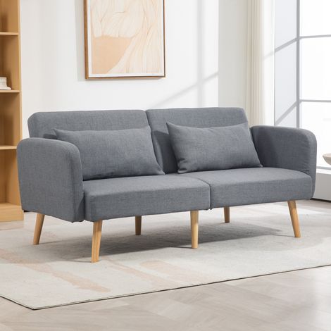 Schlafsofa 170/218 cm in Grau mit 3-fach verstellbarer Rückenlehne und Wellenfedern (1/5)
