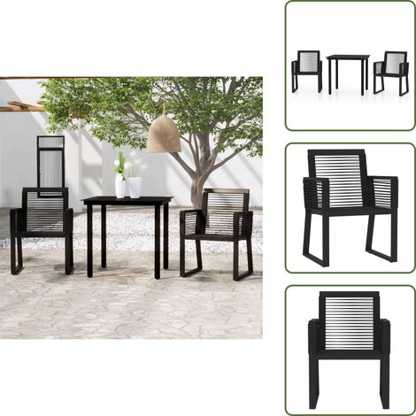 Set da pranzo da giardino - vidaXL Set Mobili da Pranzo per Giardino 3 pz Nero - Tavolo in vetro