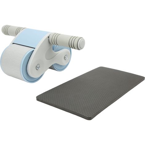 Rouleau abdominal double roue pour exercices à domicile, équipement de fitness bleu gris (1/5)