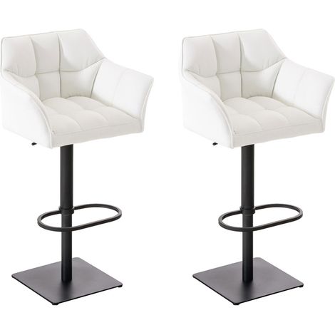 Set 2 sgabelli alti bar Damaso in similpelle bianco nero (1/5)