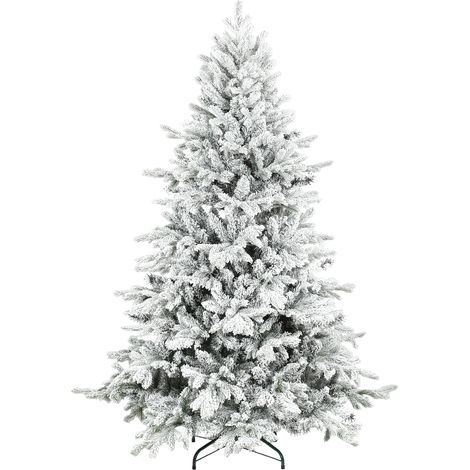 HOMCOM 6ft Artificial Christmas Tree with Snow, Hinged Xmas Tree (1/5)