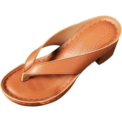 Sandalias de verano para mujer con tacón grueso - Punta abierta - Punta cuadrada - Cómodas - Sandalias de tacón para mujer - Zapatos para largas caminatas - Zapatos casuales de verano para mujer, colo (1/5)