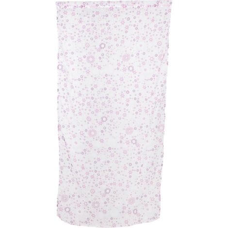 Rideaux semi-transparents à fleurs (100 x 200 cm) en tulle fleuri, voilage, avec pompons, pour la décoration de chambre (violet)-Purple