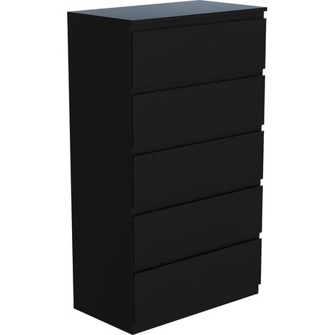 Denver 5 Drawer Chest of Drawers Bedroom Storage Furniture, Black